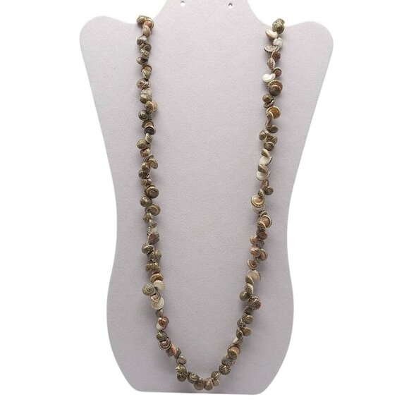 Natural Gray Hawaiian Umbonium Sea Shell Beaded Necklace Lei No Clasp Bohemian - Picture 1 of 7